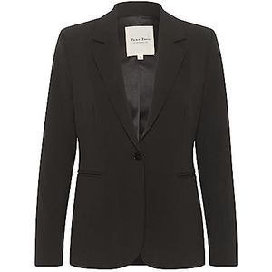 Part Two Blazer pour femme, coupe droite, revers cranté fermeture à un seul bouton, Noir, 40