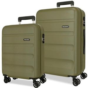 Roll Road Flex Kofferset, groen, 55/65 cm, stijf, 5,8 kg, cijfersluiting aan de zijkant, ABS, 5,8 kg, 91 l, handbagage, groen, Talla única, kofferset, Groen, kofferset