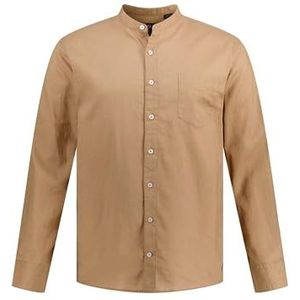 JP 1880 Herenhemd, uniseks, linnen, lange mouwen, opstaande kraag, modern fit overhemd, Zand