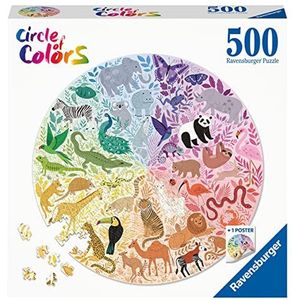 Ravensburger - Puzzel voor volwassenen - ronde puzzel 500 p - Dieren (Circle of Colors) - 17172