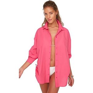 Trendyol Trendyol Oversized geweven strandhemd voor dames, Trendyol strandhemd voor dames, oversized geweven strandhemd voor dames, Fuchsia