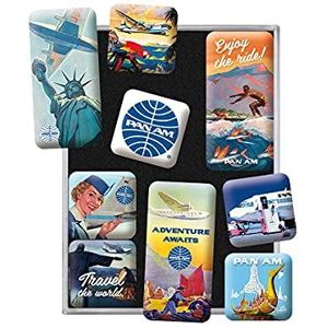 Nostalgic-Art Retro koelkastmagneten, Pan Am - Travel - cadeau-idee voor reisliefhebbers, magnetische decoratie, vintage design, 9 stuks