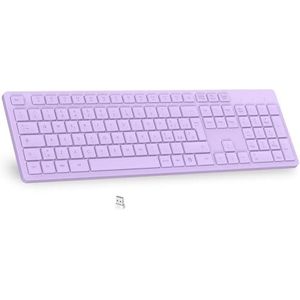 LeadsaiL Clavier sans fil, sans fil, sans fil, QWERTY complet, disposition ergonomique USB 2,4 GHz avec pavé numérique pour PC, ordinateur portable, Mac OS, Macbook Pro/Air, Windows-Violet