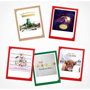 PICKMOTION Set van 4 wenskaarten met envelop kerst Instagram handgemaakte vouwkaarten grappige spreuken & X-Mas motieven kerstkaarten