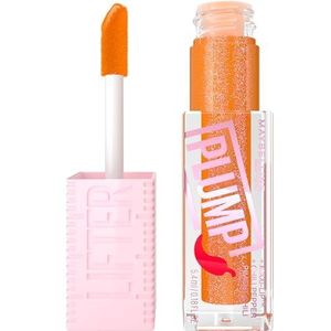 Maybelline New York Vloeibare lipgloss, hydraterend en opvullend, verrijkt met chili, Lifter Plump, Hot Honey tint, 5,4 ml