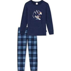 Schiesser Schiesser Lange pyjama voor kinderen en jongens, biologisch katoen, Pijama set jongens, Donkerblauw (ii)