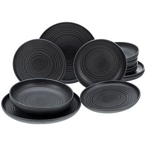 CreaTable 23861 Serie Uno Black Lava Stone bordenset, 12-delig