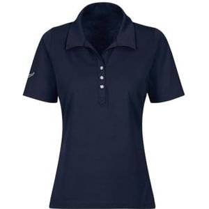 Trigema Poloshirt voor dames van katoen met kristalsteentjes, Navy Blauw