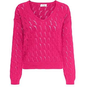 ONLY Onlmolly Life Ls Cc KNT damestrui V-hals fuchsia, L, Fuchsia