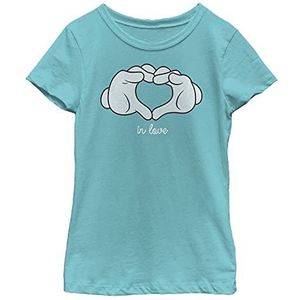 Disney T-shirt Mickey Mouse Heart Hands In Love Girls, Tahiti, XS, Tahitiblauw