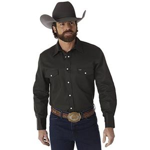 Wrangler Western werkhemd met lange mouwen met drukknoopsluiting en stevige afwerking, herenhemd (1 stuk), Black Forest Green