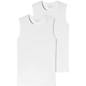 Schiesser Heren onderhemden van biologisch katoen (2 per verpakking), brede schouders, 95/5, Wit