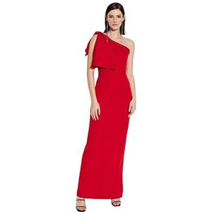 Trendyol Nauwsluitende avondjurk in A-lijn stof voor dames, rood, 34, Rood