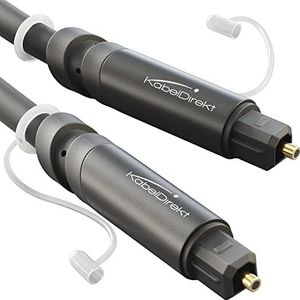 KabelDirekt Optische audiokabel met 0% signaalverlies en beschermkap – 3 m – TOSLINK naar TOSLINK kabel (glasvezelkabel voor thuisbioscoop, versterkers, PS4, Xbox, S/PDIF)