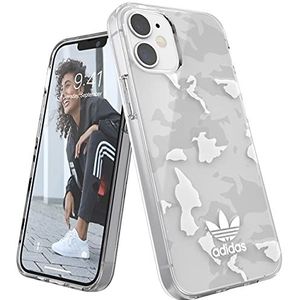 adidas Beschermhoes ontworpen voor iPhone 12 Mini 5,4 inch, valbestendige beschermhoesjes, stootvaste verhoogde randen, originele Snap Case beschermhoes, transparant/wit