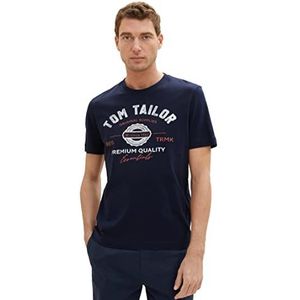 TOM TAILOR heren t-shirt met logo print gemaakt van katoen, 32244-mistige dageraad