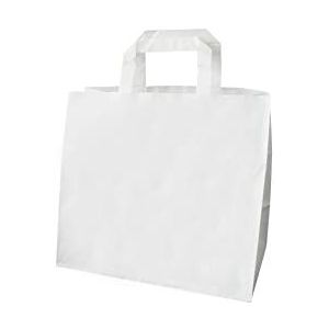Carte Dozio - Shopper en Kraft avec fond carré, couleur blanche, poignée plate, f.to cm 32+17x27, cf 50 pcs