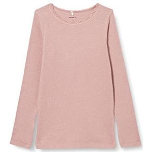 Name It Nkfkab Ls Slim Top Noos T-shirt voor meisjes, Deauville Mauve/Details: gemengd