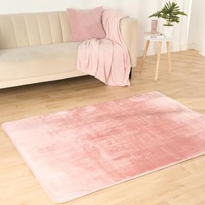 OHS Decoratief tapijt, antislip, superzacht, gestoffeerd, pluche, voor woonkamer, huis, kantoor, kinderkamer, hal, 120 x 170 cm, roze