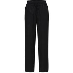 SELECTED FEMME Slfviva-gulia Hw Long Linen Pant Noos Damesbroek, zwart.