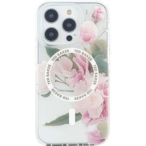 Ted Baker Flower Placement Schokbestendige beschermhoes compatibel met iPhone 15 Pro compatibel met MagSafe crème transparant