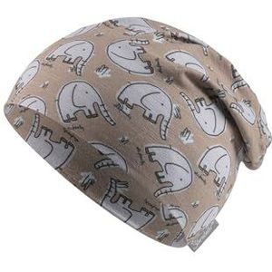 Sterntaler Beanie Elefanten - Bonnet pour bébé en jersey flammé avec protection UV 50+ - Bonnet léger avec imprimé éléphant - Protège la tête du soleil pendant les journées chaudes, Marron pâle, 43