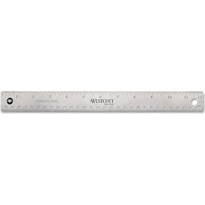 Westcott 10415 Onbreekbare metalen liniaal met antislip kurkachterkant, 30 cm