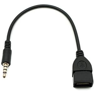 System-S USB audiokabel 20 cm 3,5 mm stekker naar 2.0 type A vrouwelijk AUX in zwart