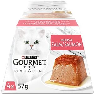 Gourmet Revelations Mousse kattenvoer, nat voer met zalm en saus, 4 x 57 g, 6 stuks (24 porties; 1,37 kg)