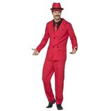 Smiffys kostuum zazazazazazaden rood met jas broek hoed nep hemd stropdas