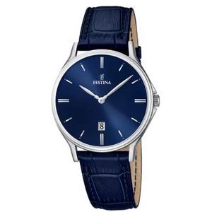 Festina Herenhorloge analoog kwarts met leren band F16745/3, blauw/blauw, sport, blauw/blauw, Sport