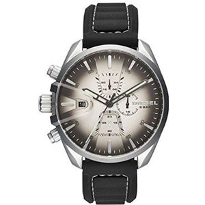 Diesel MS9 Horloge voor heren, chronograaf uurwerk met siliconen, roestvrij staal of leren band, Zwart en zilvertint, Siliconen armband DZ4483