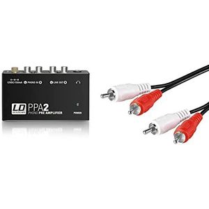 LD Systems PPA2 Phono voorversterker met RIAA-correctie voor platina en Goobay 50028 stereo-aansluitkabel, 2 x cinch, 1,5 m kabellengte