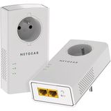NETGEAR 2000-100FRS, 2 stuks CPL stopcontacten 2000 Mbps met filterstekker en 2 ethernetpoorten, ideaal voor internet, overal in huis en geniet thuis van de multi-tv-service zonder wifi