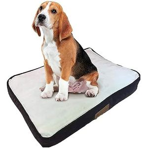 Ellie-Bo Middelgroot hondenbed 71 x 48 cm van bruin corduroy en crèmekleurige bovenkant van imitatiebont voor bench of middelgrote hondenkooi van 76,2 cm