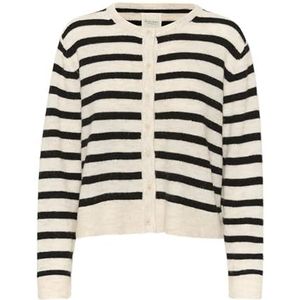 Part Two Linikapw Cardigan voor dames, regular fit, lange mouwen, cardigan, dames, Zwarte streep