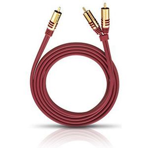 Oehlbach NF Y-Sub 300 Y-cinch subwoofer kabel - 2 x cinch/1 x cinch - flexibele kabel met effectieve afscherming - 3 m - rood