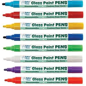 Baker Ross AX935 8 stuks regenboogkleurige glasstiften voor kinderen, kleurpotloden voor kinderen