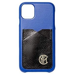 Hi Tech Artisans Beschermhoes voor iPhone 11 Pro Max, officiële Inter FC, telefoonhoes met tassen, echt leren hoes, zwart en blauw, iPhone-hoesje, handgemaakt in Italië, schokbestendig