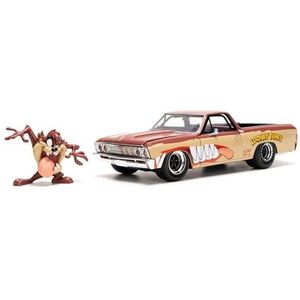 Jada Toys Looney Tunes Taz & 1967 Chevrolet EL Camino - Chevy miniatuurauto (19 cm) met Tasmanian Devil figuur (5 cm), metalen speelgoedset voor volwassenen en kinderen vanaf 8 jaar