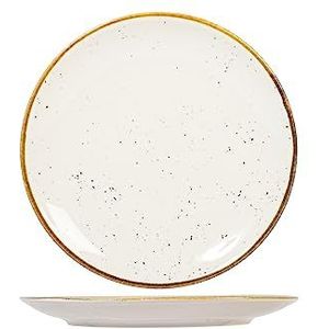 Saturnia Stains Set van 6 platte borden, porselein, decoratief, beige, 28 cm