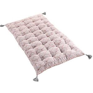 douceur d'Intérieur Vloermatras + pompons, 60 x 120 cm, katoen, bedrukt, metallic, roze