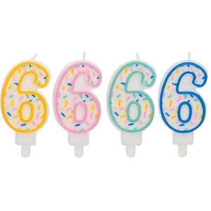 Folat 24176 Taartkaars met cijfer/cijfer 6-9 cm, voor verjaardag, decoratie, kinderverjaardag, feest, bruiloft, bedrijfsfeest, verjaardag, meerkleurig