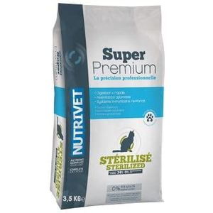 NUTRIVET - Super Premium - Gesteriliseerde kat - Tarwevrij droogvoer - Kat - Rijk aan dierlijke eiwitten - 3,5 kg