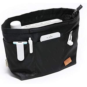 IN Reishandtas organizer met meerdere vakken voor draagtas, handtas met handgrepen (maat L, zwart)