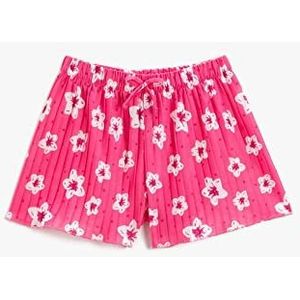 Koton Geplooide bloemen shorts meisjes, roze design (01f), 6-7 jaar, Pink Design (01F)