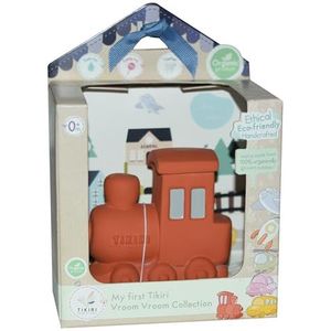 3-in-1 rammelaar – badspel – trein – Vroom Vroom Friends – geschenkdoos – 100% natuurlijk rubber