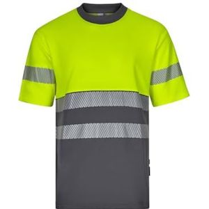 VELILLA T-shirt haute visibilité unisexe pour adulte, Gris et jaune fluo, 3XL