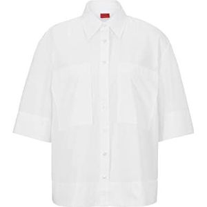 HUGO Emita Blouse, Blanc 100, 42 Femme