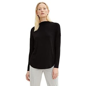 TOM TAILOR Dames shirt met lange mouwen 14482 Deep Black, XS, 14482 - Deep Black